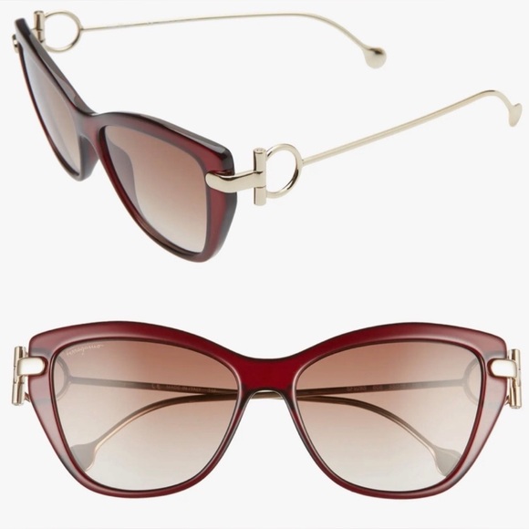 Salvatore Ferragamo Cat Eye Sunglasses SF922S Red / Gold – NWT - Picture 6 of 8